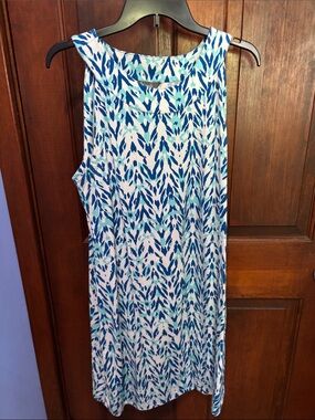 Natural Reflections Blue and Teal Abstract Sleeveless Top